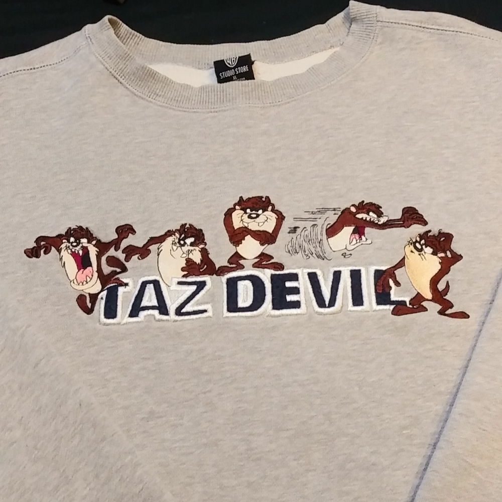VINTAGE 90s Warner Bros. "TAZ DEVIL" Embroidered Sweater/Sweatshirt - Size XL